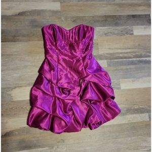 JESSICA McCLINTOCK Pink Fuchsia Short Satin Dress Prom Wedding  Size 4
